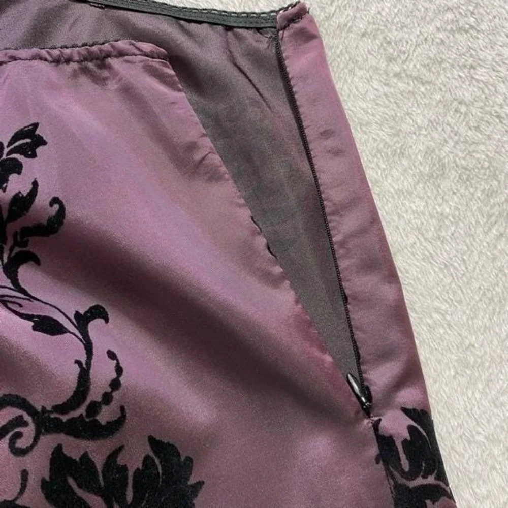 Vintage 70s MSK Burnout Velvet Whimsigoth Skirt M Purple Flock Floral Rockabilly